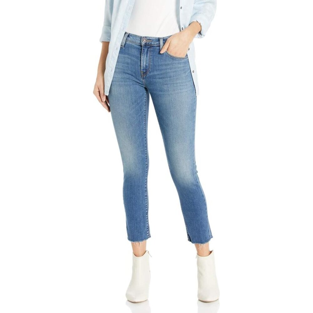 Hudson Nico Mid Rise Skinny Raw Hem Crop Blue Jeans
